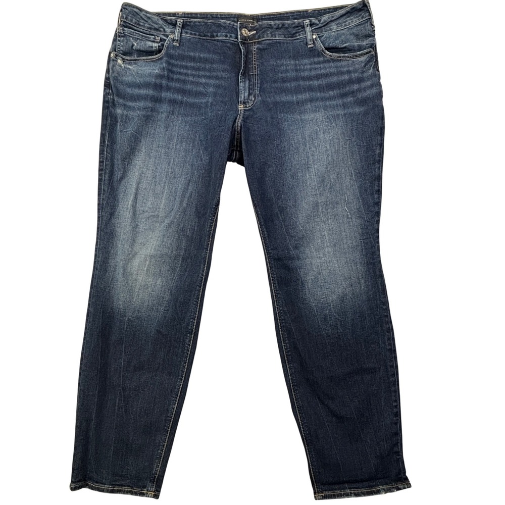 Silver Jeans Boyfriend Women 24 Dark Wash Denim Mid Rise Relaxed Fit